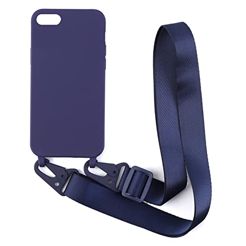 2NDSPRlNG Handykette Schutzhülle kompatibel mit iPhone 6/7/8/iPhone SE 2020/iPhone SE3 2022 Handyhülle mit Band,Halsband Lanyard Silikonhülle Soft Silikon Case,Blau von 2NDSPRlNG