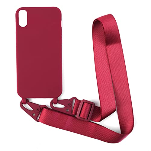 2NDSPRlNG Handykette Schutzhülle kompatibel mit iPhone XR Handyhülle mit Band,Halsband Lanyard Silikonhülle Soft Silikon Case,Rot von 2NDSPRlNG
