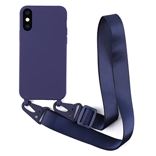 2NDSPRlNG Handykette Schutzhülle kompatibel mit iPhone XS Max Handyhülle Band,Halsband Lanyard Silikonhülle Soft Silikon Case,Blau von 2NDSPRlNG