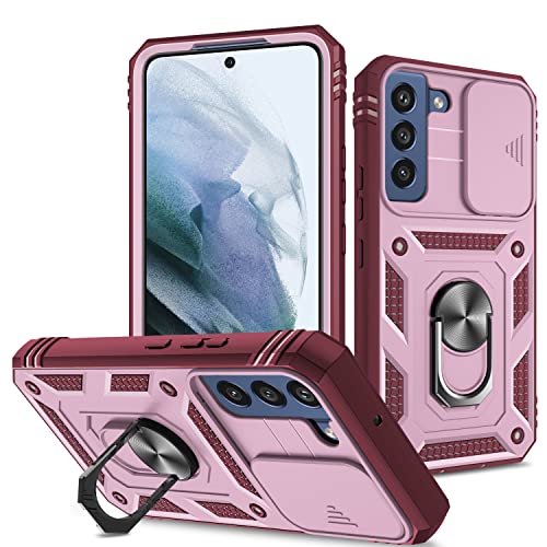 2NDSPRlNG Schutzhülle kompatibel mit Samsung Galaxy S22, Kameraschutz aus hartem PC, stoßfest, stoßfest, Pink Rot von 2NDSPRlNG