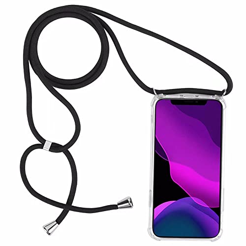 2NDSPRlNG Schutzhülle mit Halskette, kompatibel mit OnePlus Nord 2 5G, Umhängeband aus Seil, Anhänger Tasche, Schwarz von 2NDSPRlNG