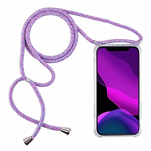 2NDSPRlNG Schutzhülle mit Halskette, kompatibel mit Oppo Find X3/Find X3 Pro 5G, Umhängeband aus Seil, Anhänger, Regenbogen, Blau von 2NDSPRlNG
