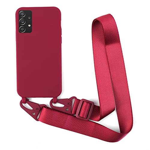 2NDSPRlNG Schutzhülle mit Halskette, kompatibel mit Samsung Galaxy A13 4G, Umhängeband aus Seil, Anhänger, Schutzhülle aus weichem Silikon, Rot von 2NDSPRlNG