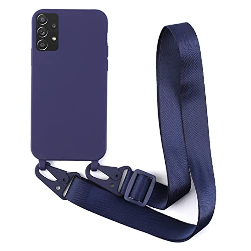 2NDSPRlNG Schutzhülle mit Halskette, kompatibel mit Samsung Galaxy A13 4G, Umhängeband aus Seil, Anhänger aus weichem Silikon, Blau von 2NDSPRlNG