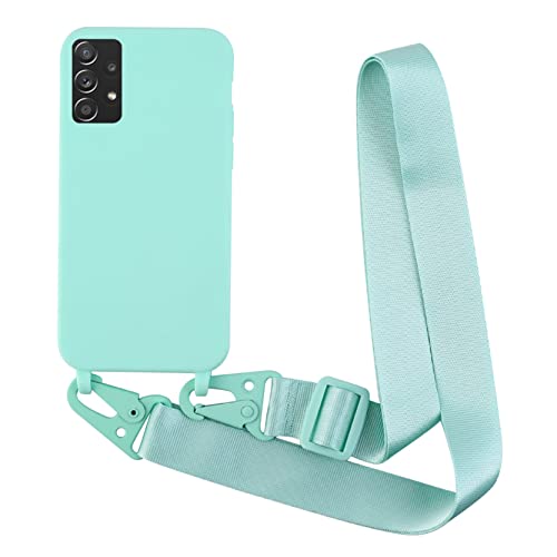 2NDSPRlNG Schutzhülle mit Halskette, kompatibel mit Samsung Galaxy A32 5G, Umhängeband aus Seil, Anhänger aus weichem Silikon, Minzgrün 2NDSPRlNG Schutzhülle mit Halskette, kompatibel mit Samsung Galaxy A32 5G, Umhängeband aus Seil, Anhänger aus weichem Silikon, Minzgrün von 2NDSPRlNG