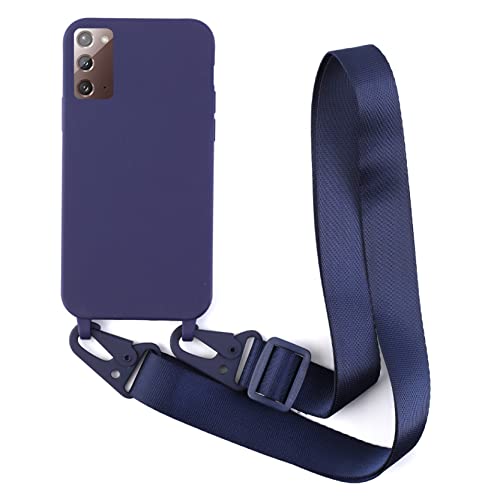 2NDSPRlNG Schutzhülle mit Halskette, kompatibel mit Samsung Galaxy Note 20, Umhängeband aus Seil, Anhänger aus weichem Silikon, Blau von 2NDSPRlNG