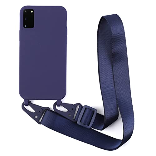 2NDSPRlNG Schutzhülle mit Halskette, kompatibel mit Samsung Galaxy S20 FE/S20 FE 5G, Umhängeband aus Seil, Anhänger aus weichem Silikon, Blau von 2NDSPRlNG