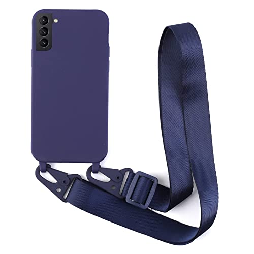 2NDSPRlNG Schutzhülle mit Halskette, kompatibel mit Samsung Galaxy S22, Umhängeband aus Seil, Anhänger aus weichem Silikon, Blau von 2NDSPRlNG