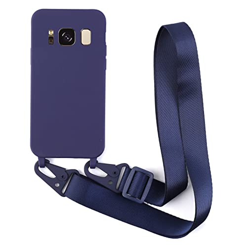 2NDSPRlNG Schutzhülle mit Halskette, kompatibel mit Samsung Galaxy S8, Umhängeband aus Seil, Anhänger aus weichem Silikon, Blau von 2NDSPRlNG