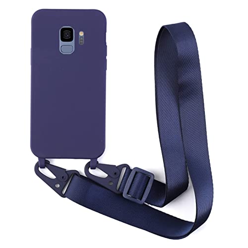 2NDSPRlNG Schutzhülle mit Halskette, kompatibel mit Samsung Galaxy S9, Umhängeband aus Seil, Anhänger aus weichem Silikon, Blau von 2NDSPRlNG