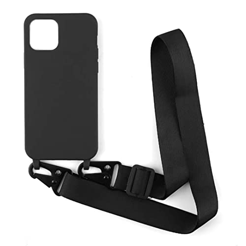 2NDSPRlNG Schutzhülle mit Halskette, kompatibel mit iPhone 13 Mini, Umhängeband aus Seil, Anhänger aus weichem Silikon, Schwarz von 2NDSPRlNG