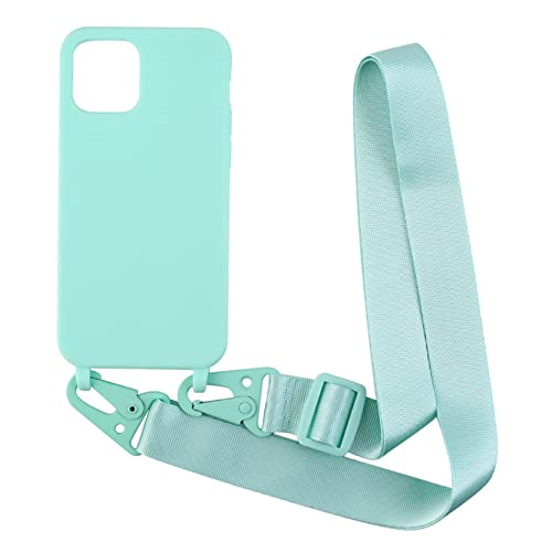 Handykette Schutzhülle kompatibel mit iPhone 12/12 Pro 6.1 Handyhülle mit Band,Halsband Lanyard Silikonhülle Soft Silikon Case,minzgrün von 2NDSPRlNG