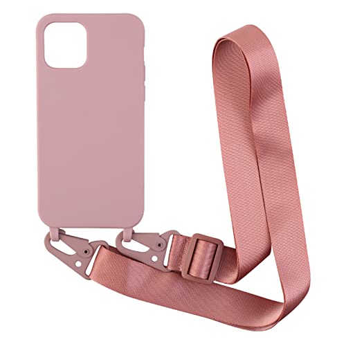 2NDSPRlNG Handykette Schutzhülle kompatibel mit iPhone 12 Mini 5.4 Handyhülle mit Band,Halsband Lanyard Silikonhülle Soft Silikon Case,Rose Gold von 2NDSPRlNG
