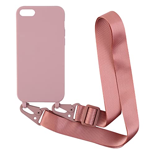 Handykette Schutzhülle kompatibel mit iPhone 6/7/8/iPhone SE 2020/iPhone SE3 2022 Handyhülle mit Band,Halsband Lanyard Silikonhülle Soft Silikon Case,Rose Gold von 2NDSPRlNG