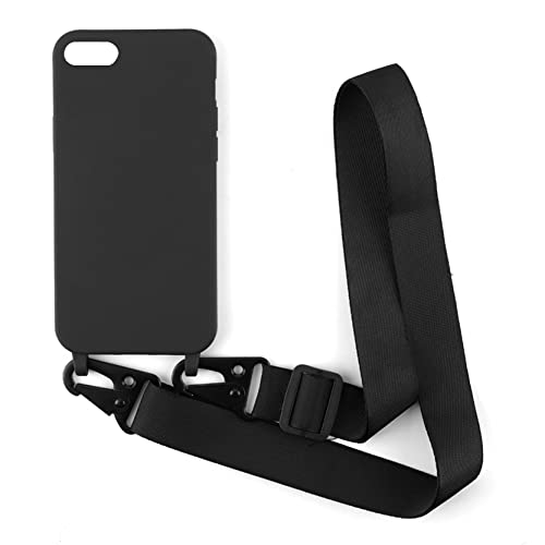 Handykette Schutzhülle kompatibel mit iPhone 6/7/8/iPhone SE 2020/iPhone SE3 2022 Handyhülle mit Band,Halsband Lanyard Silikonhülle Soft Silikon Case,Schwarz von 2NDSPRlNG