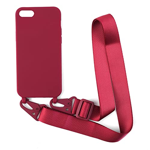 Handykette Schutzhülle kompatibel mit iPhone 6 Plus/7 Plus/8 Plus Handyhülle mit Band,Halsband Lanyard Silikonhülle Soft Silikon Case,Rot von 2NDSPRlNG