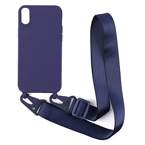 Handykette Schutzhülle kompatibel mit iPhone XR Handyhülle mit Band,Halsband Lanyard Silikonhülle Soft Silikon Case,Blau von 2NDSPRlNG