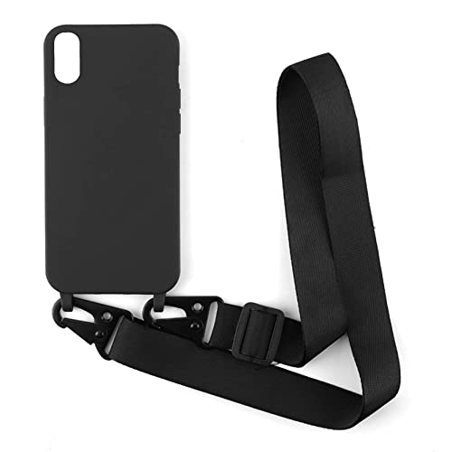 Handykette Schutzhülle kompatibel mit iPhone XR Handyhülle mit Band,Halsband Lanyard Silikonhülle Soft Silikon Case,Schwarz von 2NDSPRlNG