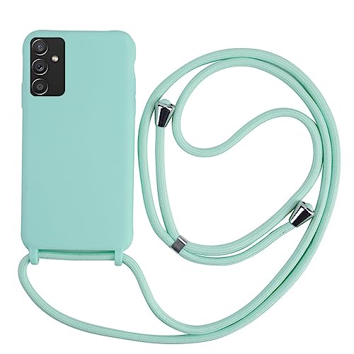 2NSPDRGNI Handykette Schutzhülle kompatibel mit Samsung Galaxy A14 5G Handyhülle mit Band,Halsband Lanyard Silikonhülle,Soft Silikon minzgrün von 2NSPDRGNI