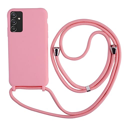 2NSPDRGNI Handykette Schutzhülle kompatibel mit Samsung Galaxy A54 5G Handyhülle mit Band,Halsband Lanyard Silikonhülle,Soft Silikon Pink von 2NSPDRGNI