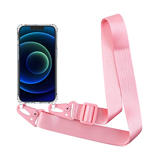 2NSPDRGNI Handykette Schutzhülle kompatibel mit Samsung Galaxy S21 FE 5G Handyhülle mit Band,Halsband Lanyard Transparent Silikonhülle,Pink von 2NSPDRGNI