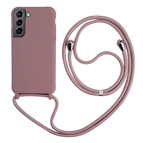 2NSPDRGNI Handykette Schutzhülle kompatibel mit Samsung Galaxy S23 Handyhülle mit Band,Halsband Lanyard Silikonhülle,Soft Silikon Rose Gold von 2NSPDRGNI