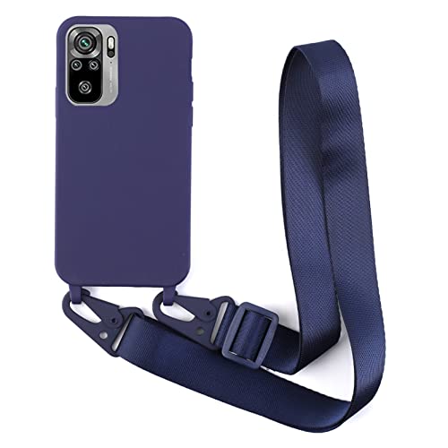 2NSPDRGNI Handykette Schutzhülle kompatibel mit Xiaomi Redmi Note 11 4G/Note 11S Handyhülle mit Band,Halsband Lanyard Silikonhülle Soft Silikon Case,Blau von 2NSPDRGNI