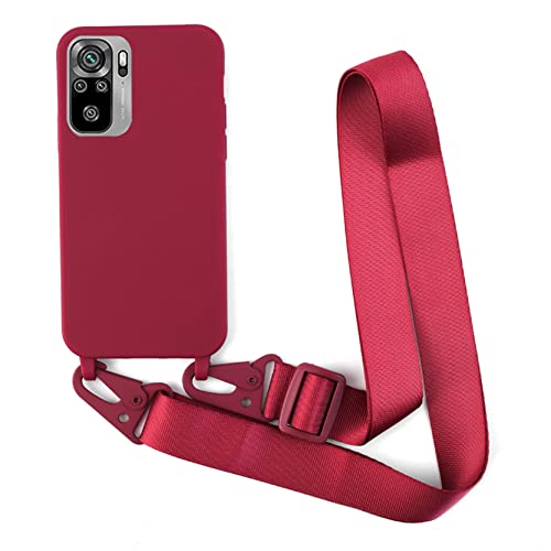 2NSPDRGNI Handykette Schutzhülle kompatibel mit Xiaomi Redmi Note 11 4G/Note 11S Handyhülle mit Band,Halsband Lanyard Silikonhülle Soft Silikon Case,Rot von 2NSPDRGNI