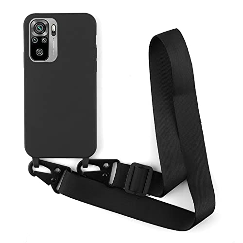 2NSPDRGNI Handykette Schutzhülle kompatibel mit Xiaomi Redmi Note 11 4G/Note 11S Handyhülle mit Band,Halsband Lanyard Silikonhülle Soft Silikon Case,Schwarz von 2NSPDRGNI