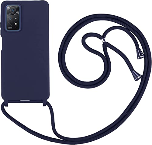 2NSPDRGNI Handykette Schutzhülle kompatibel mit Xiaomi Redmi Note 11 Pro 5G/4G Handyhülle mit Band,Halsband Lanyard Silikonhülle,Soft Silikon Blau von 2NSPDRGNI