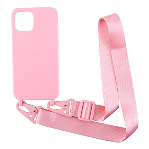 2NSPDRGNI Handykette Schutzhülle kompatibel mit iPhone 15 Pro Max Handyhülle mit Band,Halsband Lanyard Silikonhülle Soft Silikon Case,Pink von 2NSPDRGNI