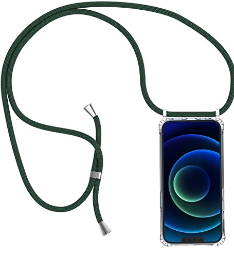 2NSPDRGNI Handykette Schutzhülle kompatibel mit iPhone 6/7/8/iPhone SE 2020/iPhone SE 2022 Handyhülle mit Band,Halsband Lanyard Silikonhülle,Transparent Dunkelgrün von 2NSPDRGNI