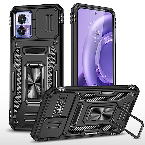 2NSPDRGNI Kameraschutz Hülle kompatibel mit Motorola Moto Edge 30 Neo,Schutzhülle Standard Stoßfest Cover 360 Metall Ring Halter Handy Hüllen Case,Schwarz von 2NSPDRGNI