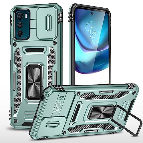 2NSPDRGNI Kameraschutz Hülle kompatibel mit Motorola Moto G42,Schutzhülle Standard Stoßfest Cover 360 Metall Ring Halter Handy Hüllen Case,Grün von 2NSPDRGNI