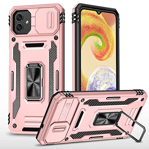 2NSPDRGNI Kameraschutz Hülle kompatibel mit Samsung Galaxy A03,Schutzhülle Standard Stoßfest Cover 360 Metall Ring Halter Handy Hüllen Case,Roségold von 2NSPDRGNI