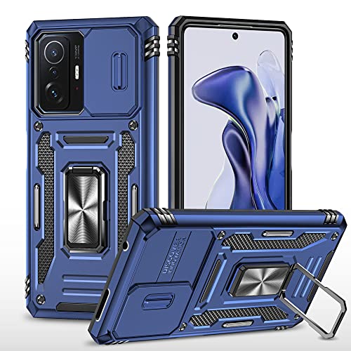 2NSPDRGNI Kameraschutz Hülle kompatibel mit Xiaomi Mi 11T/Mi 11T Pro,Schutzhülle Standard Stoßfest Cover 360 Metall Ring Halter Handy Hüllen Case,Blau von 2NSPDRGNI