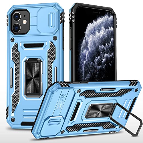 2NSPDRGNI Kameraschutz Hülle kompatibel mit iPhone 11 6.1,Schutzhülle Standard Stoßfest Cover 360 Metall Ring Halter Handy Hüllen Case,Himmel blau von 2NSPDRGNI