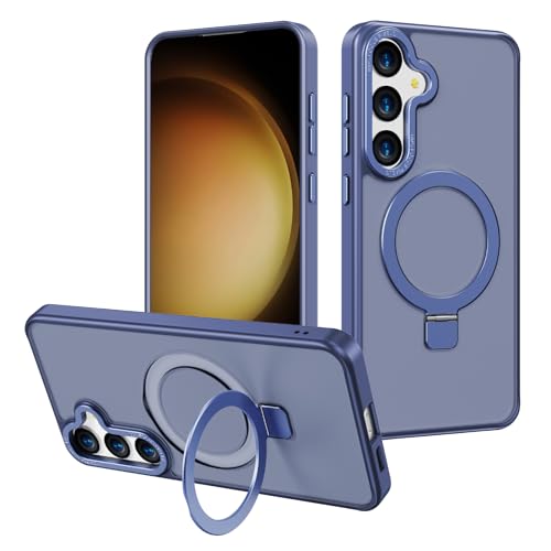 2NSPDRGNI Magnetisch Hülle für Samsung Galaxy S24,Durchscheinende Matt Schutzhülle Magnetring Handyhülle mit Unsichtbar Ständer,Sierra Blau von 2NSPDRGNI