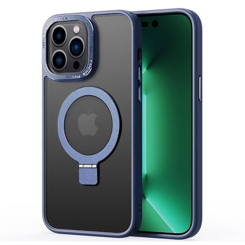 2NSPDRGNI Magnetisch Hülle für iPhone 12 Pro Max,Durchscheinende Matt Schutzhülle Magnetring Handyhülle mit Unsichtbar Ständer,Blau von 2NSPDRGNI