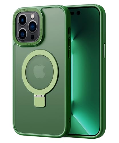 2NSPDRGNI Magnetisch Hülle für iPhone 12 Pro Max,Durchscheinende Matt Schutzhülle Magnetring Handyhülle mit Unsichtbar Ständer,Grün von 2NSPDRGNI