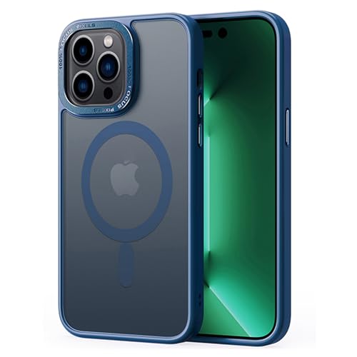 2NSPDRGNI Magnetisch Hülle für iPhone 14 Pro,Durchscheinende Matt Schutzhülle Handyhülle Case Cover,Blau von 2NSPDRGNI