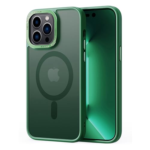2NSPDRGNI Magnetisch Hülle für iPhone 15 Pro,Durchscheinende Matt Schutzhülle Handyhülle Case Cover,Grün von 2NSPDRGNI