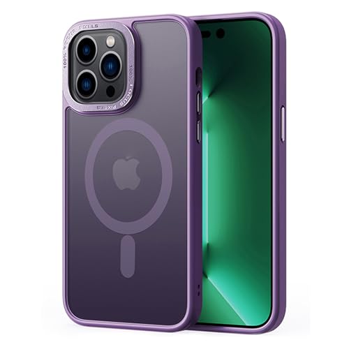 2NSPDRGNI Magnetisch Hülle für iPhone 15 Pro,Durchscheinende Matt Schutzhülle Handyhülle Case Cover,Lila von 2NSPDRGNI