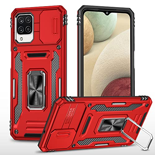 Kameraschutz Hülle kompatibel mit Samsung Galaxy A12 4G/5G/M12/F12,Schutzhülle Standard Stoßfest Cover 360 Metall Ring Halter Handy Hüllen Case,Rot Kameraschutz Hülle kompatibel mit Samsung Galaxy A12 4G/5G/M12/F12,Schutzhülle Standard Stoßfest Cover 360 Metall Ring Halter Handy Hüllen Case,Rot von 2NSPDRGNI