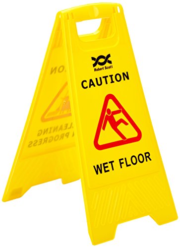 2 WORK ps123-wet zusammenklappbar Sicherheit Zeichen CAUTION Wet Floor und Cleaning in Progress, gelb von 2WORK