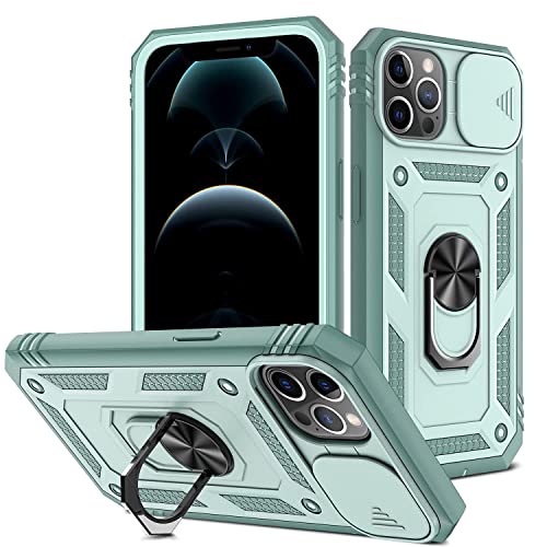 2ndSpring Schutzhülle für iPhone 12/12 Pro 6.1, Kameraschutz aus hartem PC, stoßfest, stoßfest, Grün von 2ndSpring