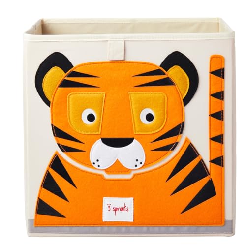 3 Sprouts, Aufbewahrungsbox Kinder mit Deckel, Spielzeugbox für Kallax Regale, Box zur Spielzeugaufbewahrung, Kinder Aufbewahrungsbox Kinderzimmer, Aufbewahrungsboxen für Spielzeug - Tiger von 3 Sprouts