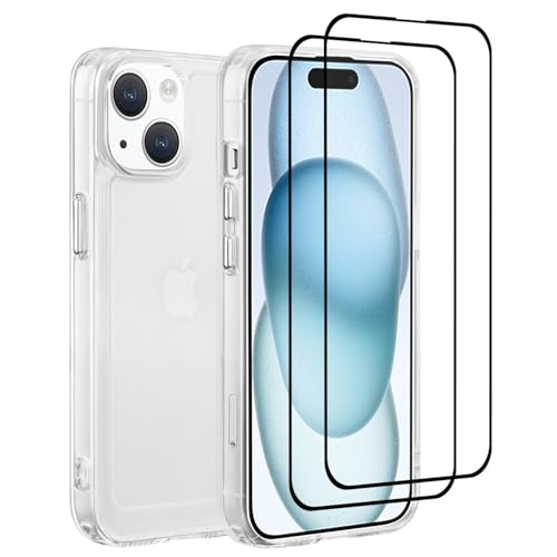32nd Acryl-Rückseite für iPhone 15 Plus (6.7") mit 2 Displayschutzfolien aus gehärtetem Glas, schlanke und langlebige Schutzhülle Case Cover - Transparent von 32nd