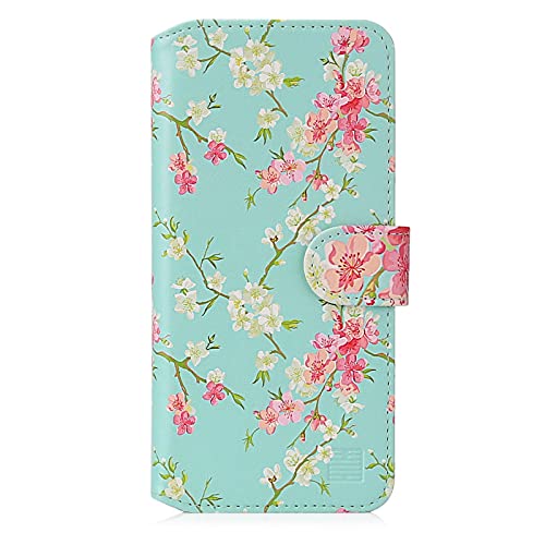 32nd Blumen Series 2.0 - PU Leder-Mappen-Hülle Case Cover für Apple iPhone 12 (6.1") / iPhone 12 Pro (6.1"), Blumendesign hüllen Mit Kartensteckplatz und Magnetverschluss - Frühlings-Blau von 32nd