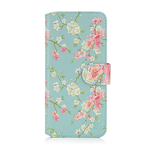 32nd Blumen Series 2.0 - PU Leder-Mappen-Hülle Case Cover für Motorola Moto G Pro (2020), Blumendesign hüllen Entwurf gemacht Mit Kartensteckplatz und Magnetverschluss - Frühlings-Blau von 32nd